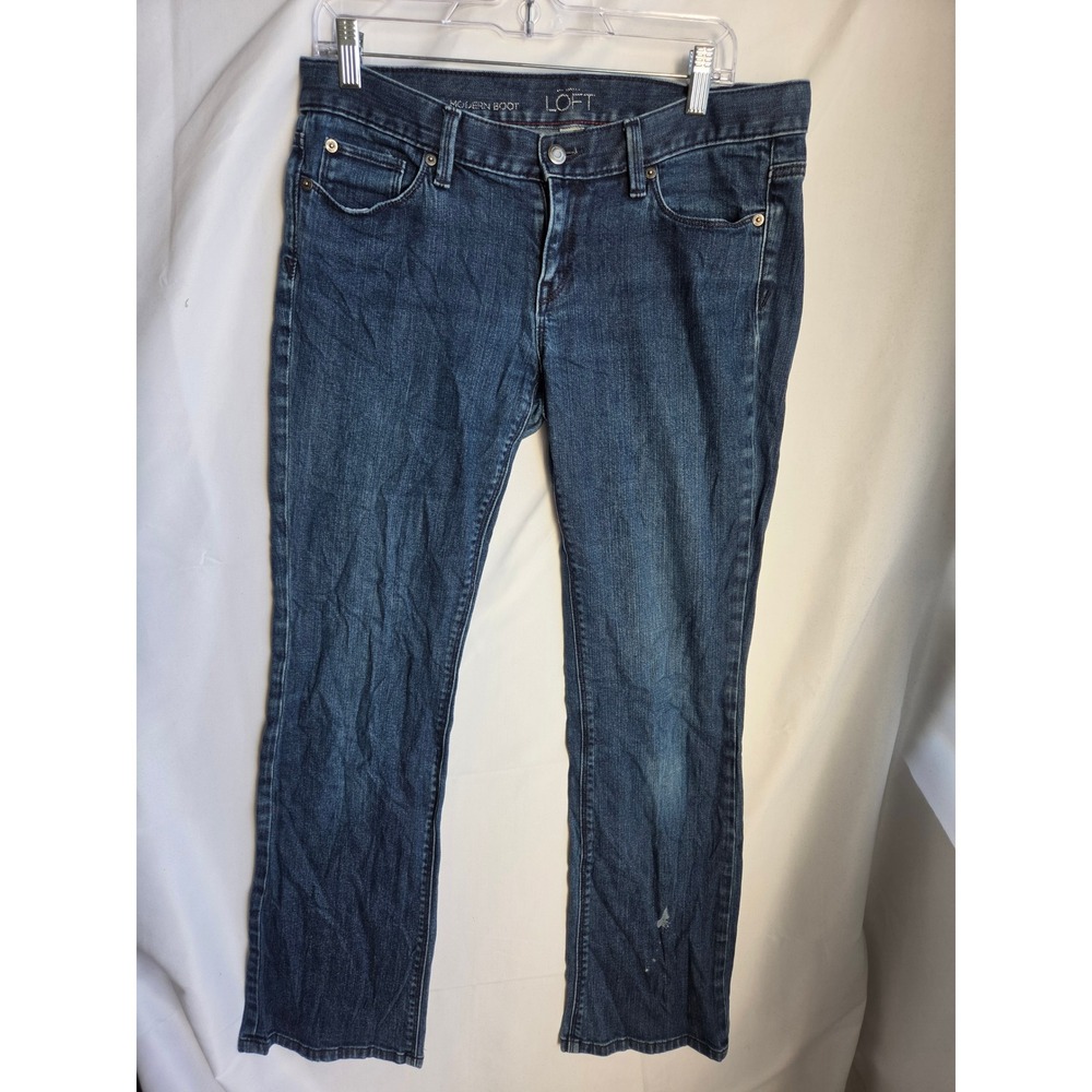 LOFT Modern Boot Jeans Womens  Blue Dark Wash Modern Mid Rise Bootcut